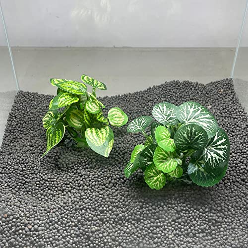 Aquarium Plants Betta Fish Tank Decorations 4inch/2pcs Soft Silk Artificial Plant Goldfish Waterscape Fish Hides Snake Tank/Reptiles Plants(A-2pcs Set/Green)