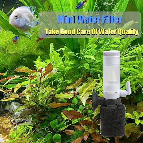 Senzeal Mini Sponge Fish Filter Quiet 3 in 1 Small Aquarium Air Pump Filter for Freshwater Saltwater Small Fish Tank with Check Valve 106cm Airline Tubing