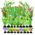 30Pcs Aquarium Plants, Green Fish Tank Plants, Artificial Aquarium Fish Tant Decor Plants, Plastic Water Grass Fish Tank Decorations