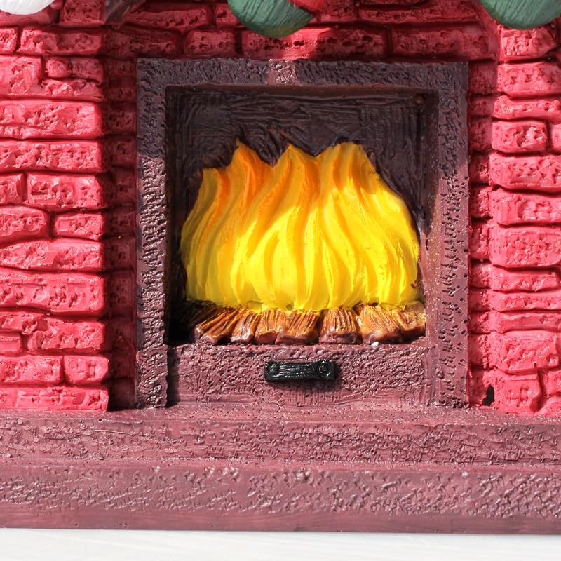 Aquarium Christmas Fireplace Decoration Package- Fish Tank Christmas Tree Statue Holiday Decoration for Aquarium Betta Fish (Wreath)