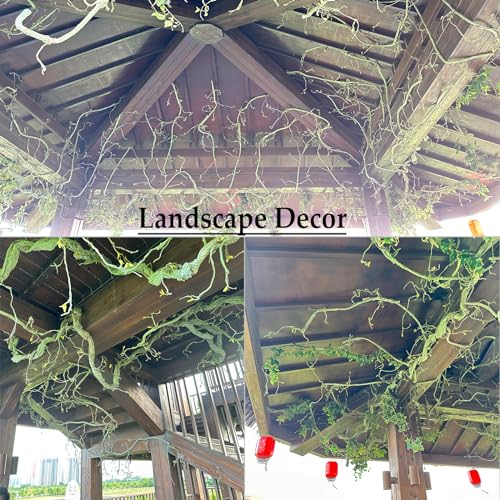 118 inch Medium Malleable Artificial Green Tree Branches Grapevine Garland Fake Cherry Blossom Tree Trunk Twigs for Wall Hanging Willow Ivy Home Room Wedding Decoraton - size: Medium