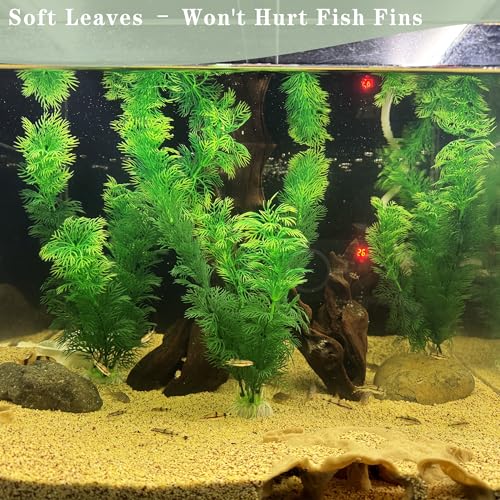 LIYAOLI Aquarium Artificial Plants 12 Inch 3Pack - Tall Realistic Fish Tank Plants Decor with Stable Base, Soft Leaves for Betta, Guppy, Shrimp & Tropical Fish, Aquascape Decoration for Silk Aquarium - color: 3pack-green Plants