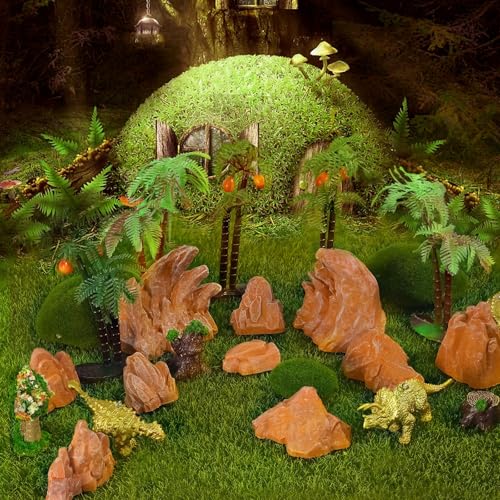 Warmtree 10 Pcs Simulation Rockery Diorama Rocks Stone for Diorama Supplies Miniature Terrain Fairy Garden Zen Garden Accessories Terrarium Decor Tank Aquarium Decoration (Brown) - color: Brown