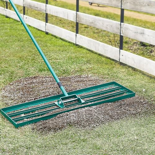 VEVOR Lawn Leveling Rake, 36“ x10 Level Lawn Tool, Heavy-Duty Lawn Leveler with 78"" Steel Extended Handle, Yard Leveling Rake Suit for Garden, Golf Lawn, Farm, Green - size: 36"x10", style: Classic: Alloy