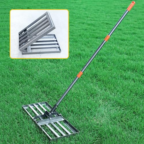 Lawn Leveling Rake 30x10 Inch, 6FT Heavy-Duty Carbon Steel Lawn Leveler – Yard Leveling Rake for Soil, Sand, Grass, Perfect for Lawn Repair, Pit Filling & Garden Maintenance - size: M