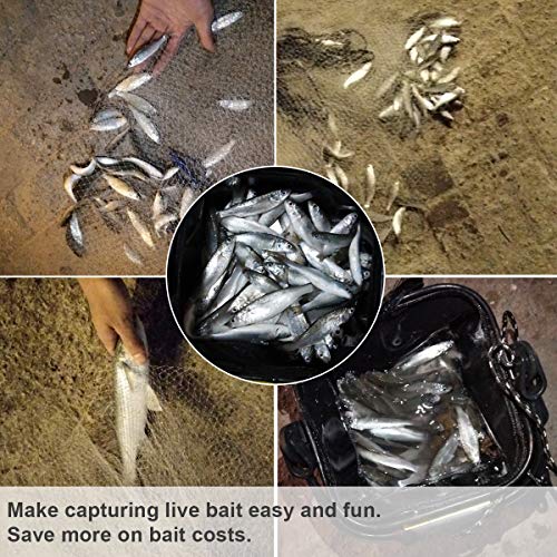 Drasry Saltwater Fishing Cast Net for Bait 3/8 1/4 or 1/2 with Heavy Sinkers Fish Trap Throw Net. Size 3ft/4ft/5ft/6ft/7ft/8ft/9ft/10ft Radius Freshwater Nets - size: 8FT (240cm) Radius, style: Lead Sinkers-3/8mesh-0.3mm Mono