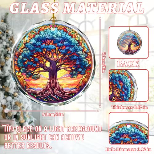 Tree of Life Stained Glass Christmas Ornament, Christmas Tree Decoration, Gift for Holidays - color: Tree of Life