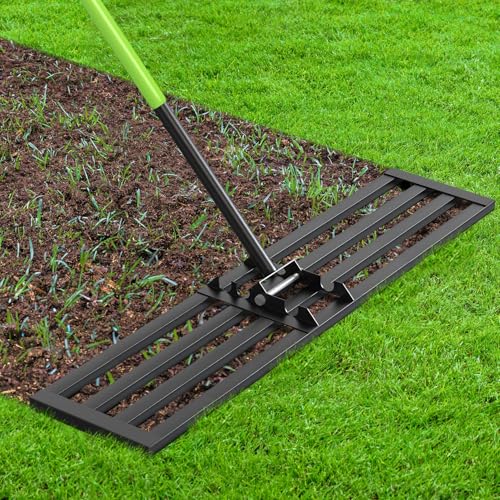 Seeutek Lawn Leveling Rake, 45" x 10" Heavy Duty Yard Leveling Rake Tool with 0-180° Adjustable Handle, 6.5FT Steel Handle Lawn Leveler for Yard Garden Golf, Ease Level Soil Sand Dirt Surface - size: 45"*10"