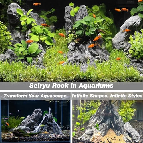 Aquarium Rocks Natural Seiryu Stone 20lb Aquascaping Rocks for Fish Tank Aquarium Landscaping Decoration Paludarium Amphibian Enclosures(3-10 Inches) - size: 20LB(3-10 inches)