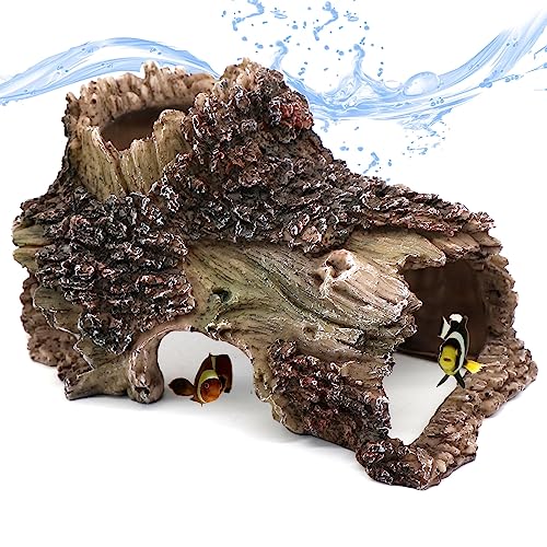 relaqcc Tree Trunk Cave Aquarium Decoration Reptile Cave Climb Hideout Hideaway, Betta Log Resin Wood House Fish Tank Decorations for Betta Fish, Shrimp, Lizards, Leopard Gecko - style: Type-C