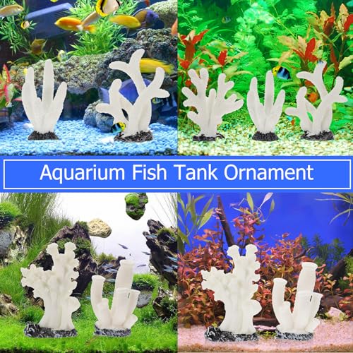 FOMIYES Fish Tank Decorations - 5pcs White Resin Coral Landscaping Accessories, Fake Diorama Supplies, Ocean Kit, Aquarium Reef Ornament Plant