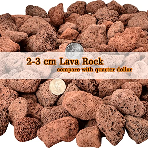 Mr. Fireglass Natural Lava Rock, 0.8"-1.2" Medium Volcanic Lava Rock for Indoor & Outdoor Fire Pits, Fireplaces, Fire Bowls & Fire Table, Decorative Garden Landscaping, Potted Plants -10 Pounds, Red - color: Red, size: 0.8"-1.2"