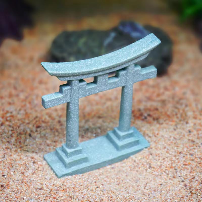 livelyfish Aquarium Decorations Asian Japanese Shinto Torii Gate Fish Tank Decorations Miniature Shrine Japan Style Ornament Underwater Landscape Decoration (X-Large) - size: X-Large-1