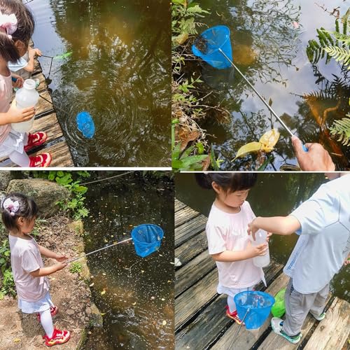 2 Pack Kids Telescopic Butterfly Fishing Nets for Kids Catching Butterfly Net Outdoor Tools for Catching Fish Ladybird, Extendable 34 Inches and Anti Slip Grip