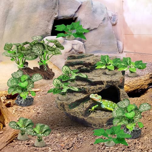 GOZILLA Silk Fish Tank Plants,Reptile Artificial Plant,Reptile Plants for Terrarium,Aquarium Decorations Accessories Set,Resin Driftwood Artificial Silk Aquarium Plant for Fish Tank.(11PCS/D-Set) - color: 11pcs/D-set