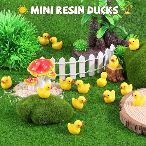 200PCS Mini Resin Animals Cute Yellow Tiny Ducks,Miniature Duck Figures to Hide,Little Animal Small Figurines Bulk for Topper Desk Garden Dollhouse Landscape Aquarium Ornaments DIY Crafts & Decor - color: Yellow Ducks-200pcs