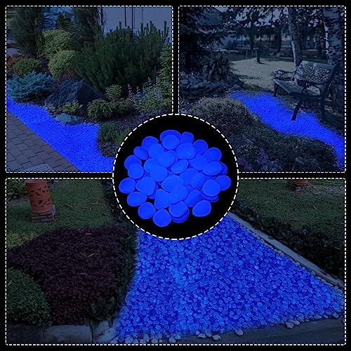 Sasylvia 3000 Pcs Glow in The Dark Rocks 1 Inch Glow Rocks 12.6 LB Garden Glow in The Dark Stone Outdoor Glow in The Dark Pebbles for Landscaping Walkway Pathway Backyard Fish Tank Plant (Dark Blue) - color: Dark Blue