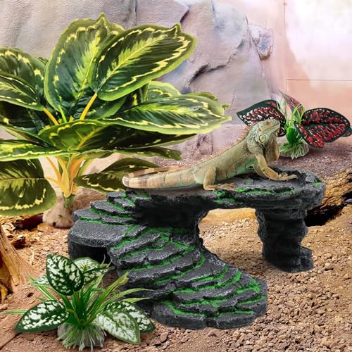 Moonorange Reptile Artificial Plants, Terrarium Plants Decorations Supplies, Aquarium Fish Tank Plant, Amphibian Habitat Hideout Tank Accessories(L Set-3pcs/C) - color: L Set-c
