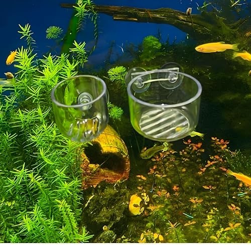 2Pcs Aquarium Plant Pot, Fish Tank Planter with Suction Cups, Plants Holder Decoration Cup