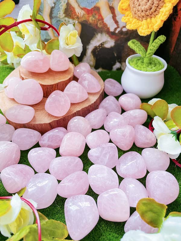 DUQGUHO Rose Quartz Healing Crystals Stones Set Natural Bulk Crystals Tumbled Polished Irregular Crystal Stones Bulk Rocks 0.45 lbs - color: 02 Rose Quartz