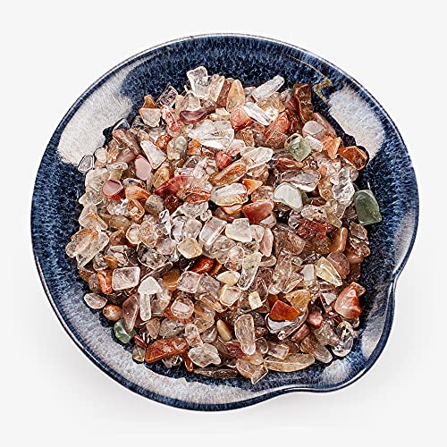 Cherry Tree Collection 1/2 Pound Polished Tumbled Gemstone Chips, Pebbles, Crystal Chips Bulk for Jewelry Making, Healing, Plants, Succulents, Aquariums, Decoration, Chakra (Multi Rutilated Quartz) - color: Multi Rutilated Quartz