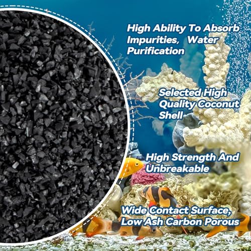 MAQIHAN 0.9 LB Activated Charcoal Pellets - Activated Carbon Aquarium Filter Media Charcoal Pellets for Fish Tank Supplies Media Bags for Aquarium Coconut Shell Charcoal (410G, 3 Nylon Bags) - size: 0.9 lb