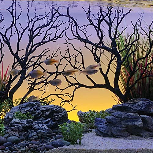 CURRENT USA Black Manzanita Branch 22-inch Tall with Weighted Base | Tree Branches Molded Aquarium Decor Decoration Fake Artificial Fish Tank Ornament for Freshwater or Saltwater (7817) - color: Black