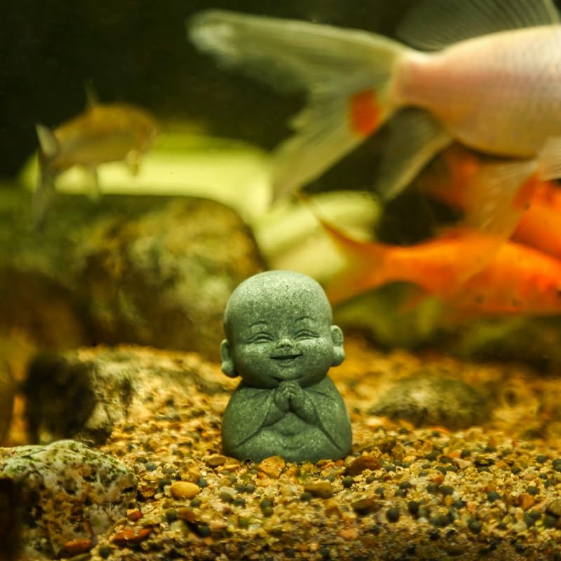 4-in-1 Mini Buddha Statue Set - See/Hear/Speak/Think No Evil, Zen Feng Shui Decor for Home, Aquarium, Garden, Office - Spiritual Resin Figurines with Blessing Amulet (Mini Buddha Statue) - color: Mini Buddha Statue