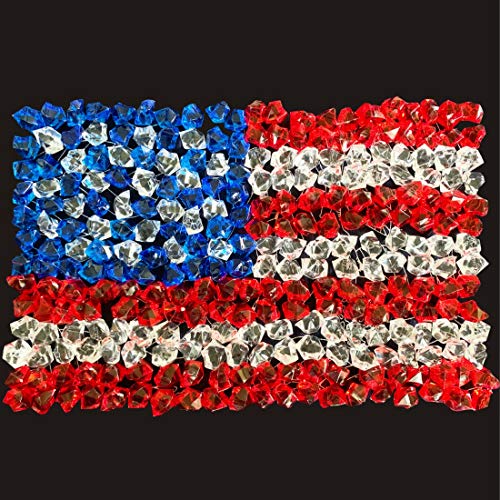 PMLAND Clear Fake Ice Rocks – 550Pcs Large Acrylic Gems Crushed Plastic Diamonds, Red White Blue (3Lbs/2.25 Quarts) – Bulk Vase Filler for Centerpieces Patriotic Theme Décor Aquarium Table Scatter - color: Red Blue and White