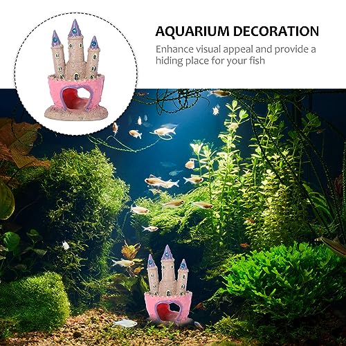 Mipcase Cartoon Castle Aquarium Decoration with Hidden Fish Cave Small Fish Tank Ornament for Freshwater and Saltwater Betta Tank Accessories