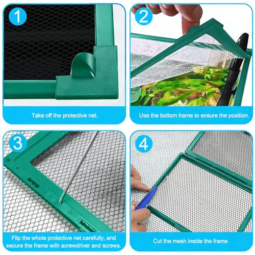 Fish Tank Lid Magnetic Aquarium Net Cover with Feeding Window 5-50 Gallon Aquarium Lid Anti-Jumping Net for Fish 11.8 FT DIY Magnetic Aquarium Cover,Green (Green)