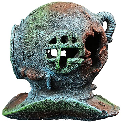 SLOCME Aquarium Sunken Submarine Helmet Decorations - Realistic Vintage Noah's Ark Shipwreck Fish Tank Decorations, Durable Resin Fish Tank Ship Accessories