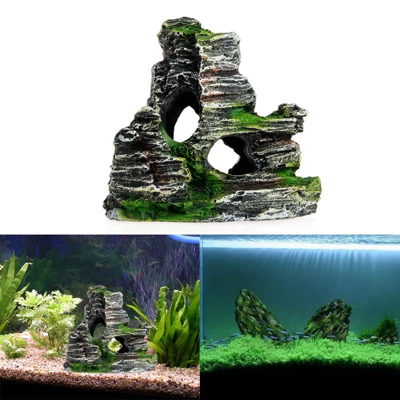 Resin Home Aquarium Rock Cave Fish Tank Decorations Ornament Mountain Hiding Aquarium Accessories