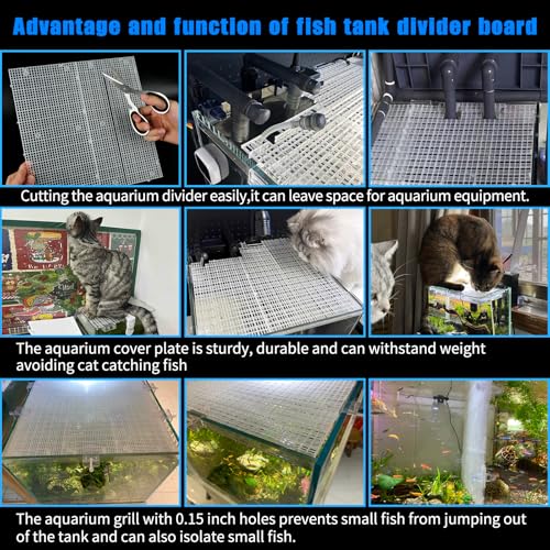 Adjustable Aquarium Fish Tank Divider Filter Bottom DIY Plastic Grid Fish Tank Isolation Board Plastic Egg Crate Tray(White, 4pcs 11.8X5.9 Inch with 0.15 Inch Hole) - color: White, size: 4pcs 11.8X5.9 Inch with 0.15 Inch hole