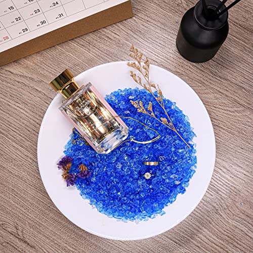 1.5 lb Ocean Blue Crushed Glass for Resin Art and Crafts, 3-6mm Chunky Broken Glass Pieces, Solid Color Irregular Shards for Geode, Vase Filler, Aquarium Decor & DIY Crafts - color: Ocean Blue
