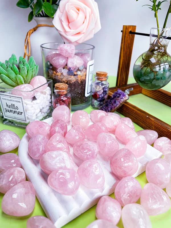 DUQGUHO Rose Quartz Healing Crystals Stones Set Natural Bulk Crystals Tumbled Polished Irregular Crystal Stones Bulk Rocks 0.45 lbs - color: 02 Rose Quartz