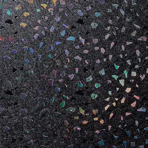LEMON CLOUD Total Blackout Window Privacy Film,Decorative Window Film, Darkening Frosted Glass Covering 100% Opaque Removable Static Cling for High Privacy, Black Rubble Design(23.6 x 78.7 Inch) - color: Black-rubble Pattern, size: 23.6 x 78.7 Inch