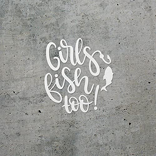 Decal Stickers of Girls Fish Too (White) (Set of 2) Luxury Weatherproof Vinyl Decal Stickers for Laptop Desktop Smartphone Car Dirt Bike Wall Room Mason Jar Bathtub Door - BICVER1c33531WHW19Y24 - color: White, size: 3.8'' x 4.1''