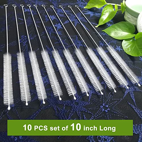 Long Straw Cleaner Brush Extend 10 inch, Wide 10mm diam Pipe Cleaners, Long Brush for Sippy Cup, Water Bottle and Tubes, Drinking Straw Cleaning Brush Set 10 Pack