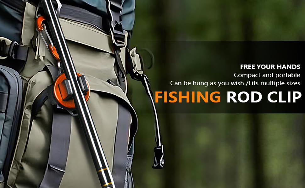 Fishing Rod Clip（Extra-Strength Version）, Wearable Fish Rod Holder， Fly Fishing Pole Holder Pole Clips Fly Fish Accessories - color: Orange