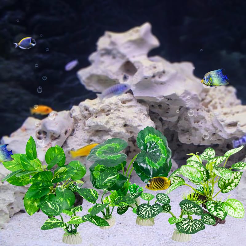 Betta Fish Tank Accessories 7 Pack Silk Aquarium Plants Decoration Artificial Fish Tank Plants Set for Aquariums Decor - color: F-7pcs Set/Green