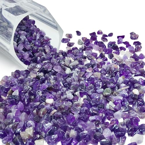 Kaiyuan Dynasty 230g Amethyst Quartz Crystal Chips Bulk, 5-7mm Natural Purple Crushed Gemstones, Crystals for Vase Fillers & Aquarium Gravel Rocks - color: Purple, size: 0.5LB