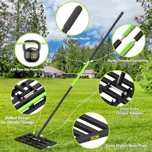 Seeutek Lawn Leveling Rake, 17” x 10” Lawn Leveler with 6.5FT Stainless Steel Handle Rakes for Lawns, 0-180° Adjustable Ground Leveler Tool for Yard, Level Soil Sand Dirt Surfaces - size: 17"*10"