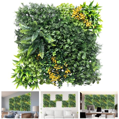 TANG 20"x20"-1PC Artificial Greenery Boxwood Panels Grass Wall Panel, Faux Privacy Fence Ivy Screens Backdrop Fake Hedge for Indoor Outdoor Wedding Décor, Style-8 - color: 20"x20" Panel-8, size: 20"x20"