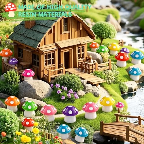 120pcs Mini Resin Mushroom 15 Colors Small Mushrooms Figures Tiny Resin Mushrooms Plastic Little Miniature Mushrooms for Micro Fairy Garden Landscape Aquarium Accessories Dollhouse Hide Crafts Decor - style: 120pcs Mushrooms