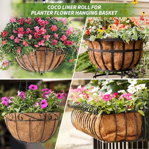 Legigo 12X160 Inch Natural Coco Liner Roll, Coconut Liners for Planter Window Box Hanging Basket, Coconut Coir Roll Coco Fiber Mat for Garden Decoration DIY Moss Poles Pet Pad Reptiles Carpet - size: 12x160 inch