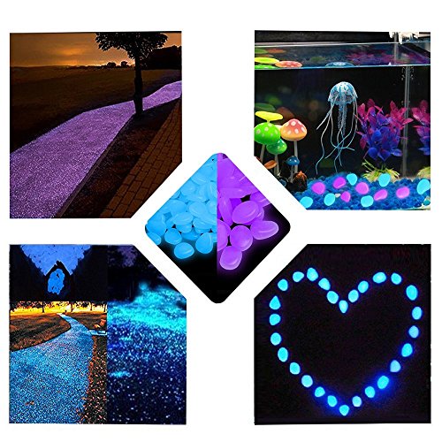 340PCS Glow Stone Glowing in The Dark Pebbles Outdoor Decor Fish Tank Gravel Rocks Decoration (Pink in Daytime, Purple in The Dark) - color: Purple, size: 340