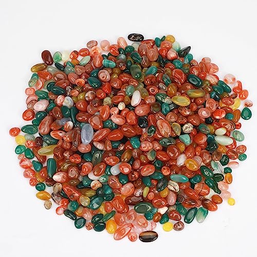gemshan 2lb Agate Chips Natural Crushed Tumbled Stone Bulk 7mm-9mm Healing Stone for Aquarium Vase Plant Decoration Jewelry DIY (Colorful agate) - color: Colorful agate
