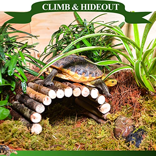 Bearded Dragon Tank Accessories, 9Pcs Reptile Plants Vines Hammock Flexible Bridge with Suction Cups Terrarium Habitat Décor for Snake Gecko Lizard Chameleon