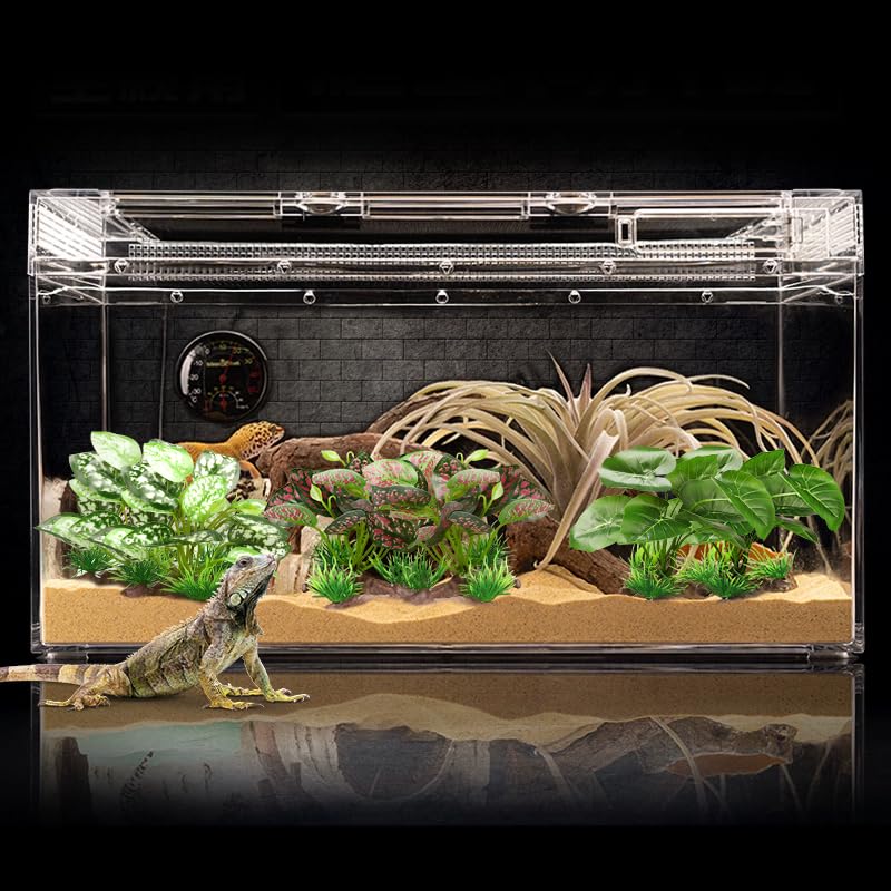 2Pcs Reptile Artificial Plants, Terrarium Plants Decorations, Aquarium Fish Tank Plant, Amphibian Habitat Hideout (Style-2) - color: Style-2